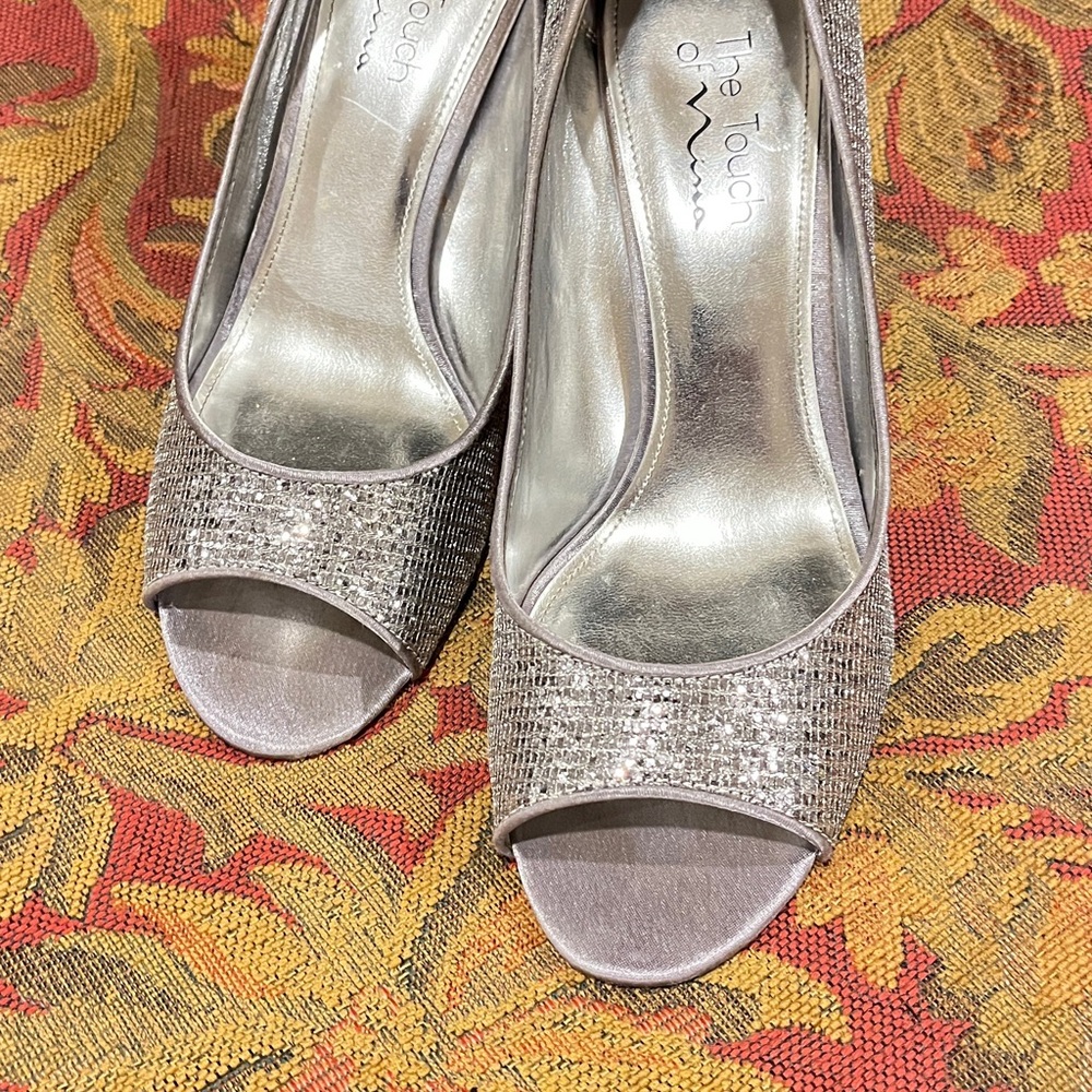 Touch of Nina Silver Glitter Heels